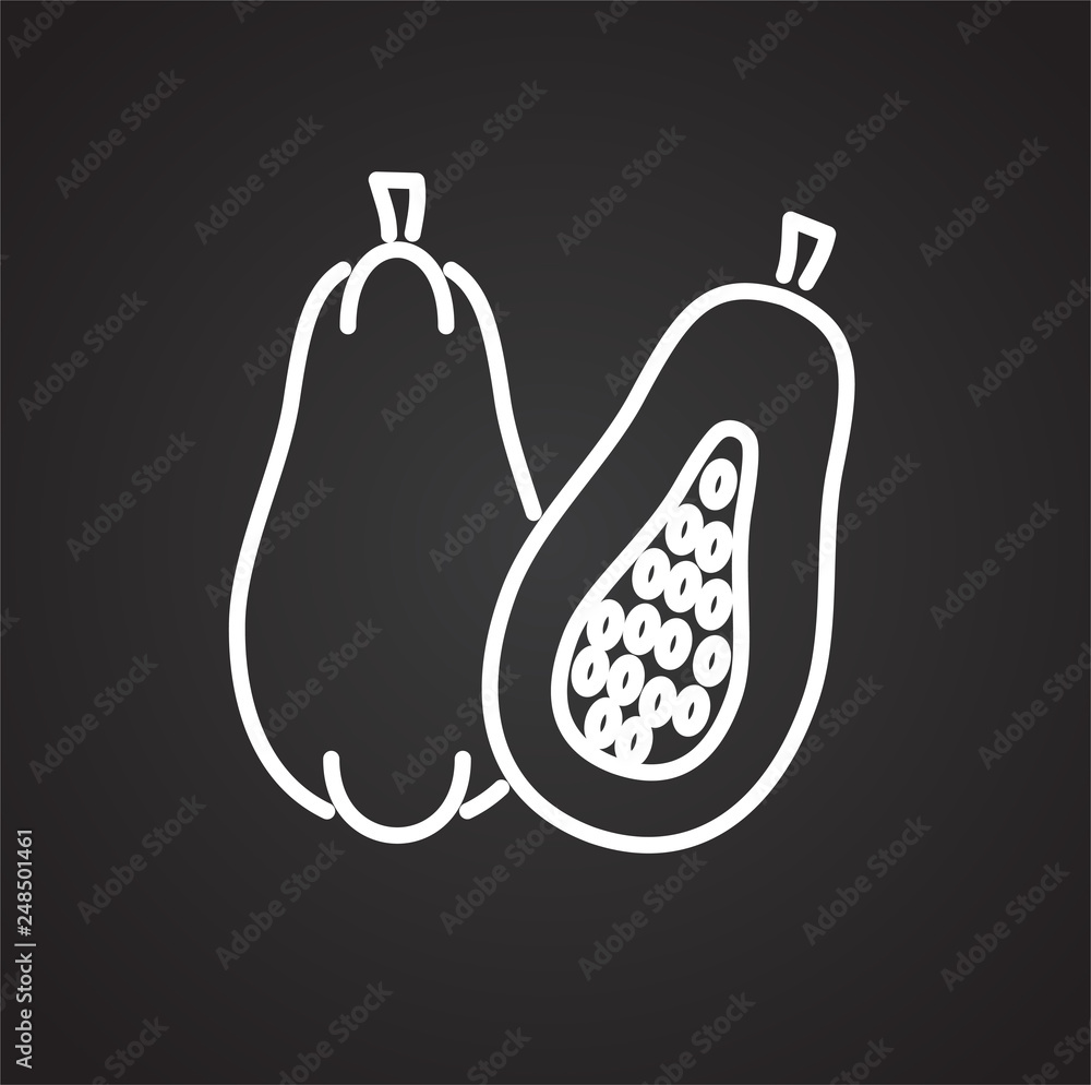 Poster papaya icon on black background for graphic and web design, modern simple vector sign. internet conc