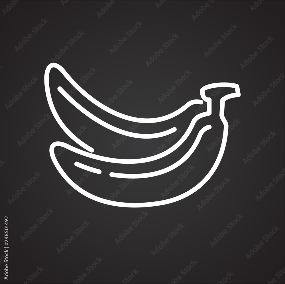 Poster banana icon on black background for graphic and web design, modern simple vector sign. internet conc