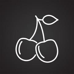 Cherry line icon on black background for graphic and web design, Modern simple vector sign. Internet concept. Trendy symbol for website design web button or mobile app