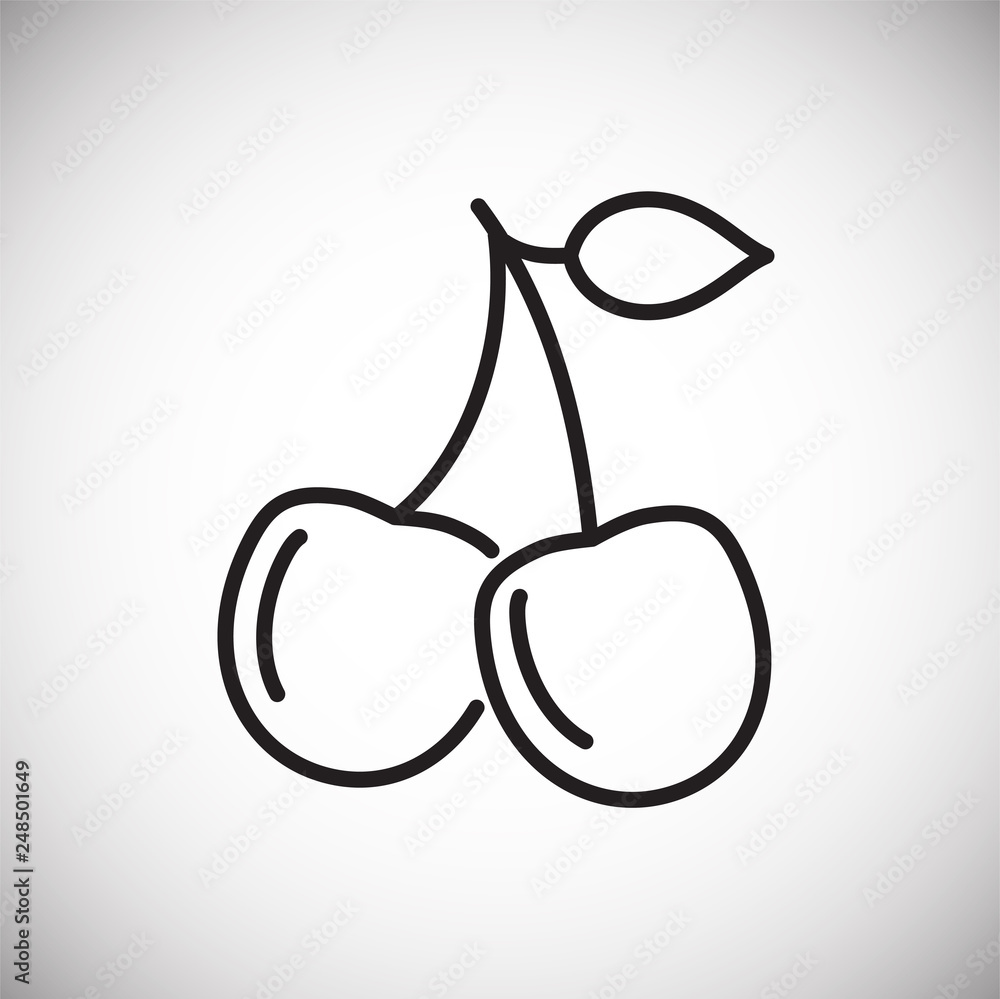 Poster cherry line icon on white background for graphic and web design, modern simple vector sign. internet