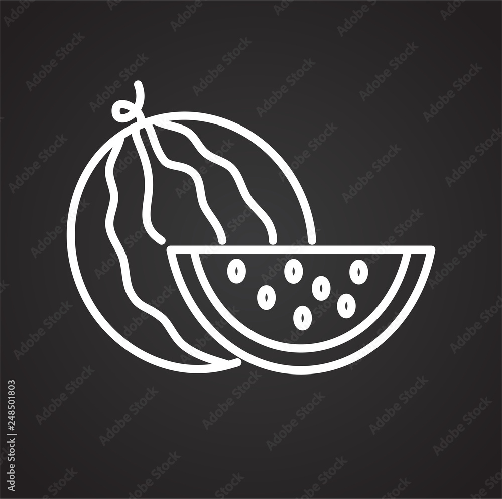 Poster watermelon icon on black background for graphic and web design, modern simple vector sign. internet 
