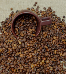 cup of coffee with beans