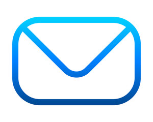 Mail symbol icon - blue gradient outline with rounded corners, isolated - vector