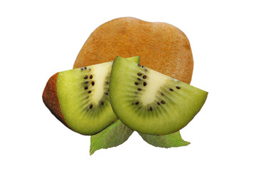 vitamin fruit kiwii and  two  slices  on an isolated white background