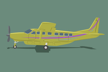 Obraz na płótnie Canvas Small plane vector illustration. Big single engine propelled passenger aircraft.