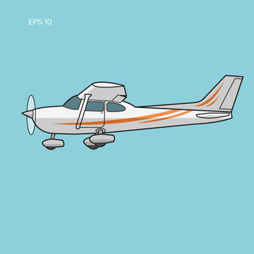 recommend clip art: Small plane vector illustration. Single engine propelled passenger aircraft.