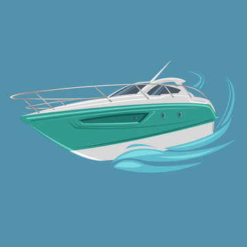 Small yacht isolated illustration. Luxury boat vector.