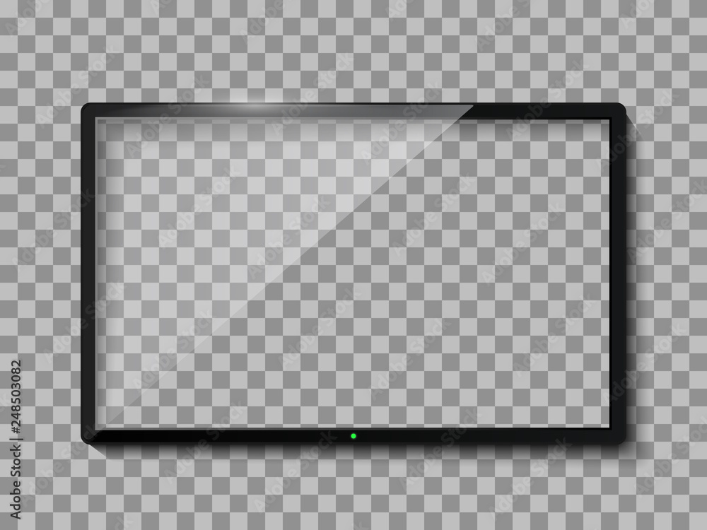 Poster realistic tv screen. empty tv frame transparent background. modern stylish lcd monitor, led type. bl