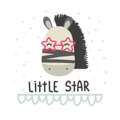 Cute vector illustration with deer baby with phrase 