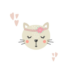 Cute vector illustration with cat baby for baby wear and invitation card.