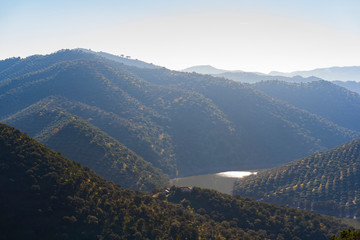View of mountains and Guadalmellato Reservoir in "Sierra Morena" (Cordoba - Spain)