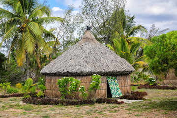 Fototapeta na wymiar Traditional Kanak house on Ouvea Island, Loyalty Islands, New Caledonia