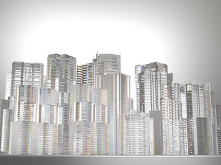 Abstract city, buildings made by glass, 3D rendering
