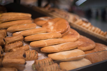 Fresh bread in the store.