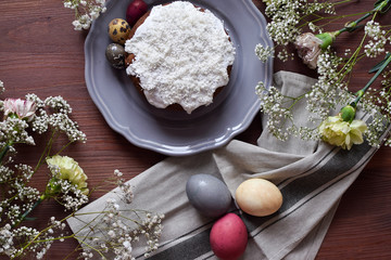 Easter celebration - easter cake and easter coloured eggs