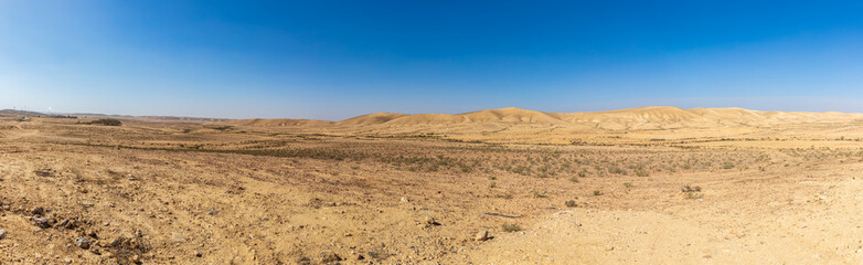 Panorama of stone desert at winter