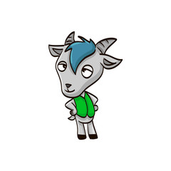 grey goat cartoon colorful funny animal