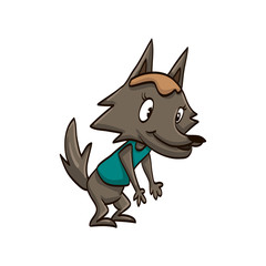 grey wolf cartoon colorful funny animal