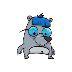 bear in glasses cartoon colorful funny animal