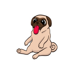 pug dog cartoon colorful funny animal