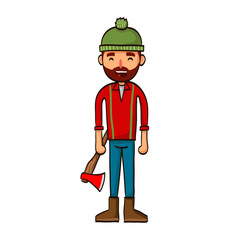 funny cartoon woodcutter with ax