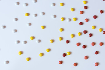 colorful chocolate coated candy isolated on white background