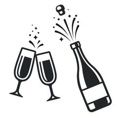 Champagne bottle and glasses © sudowoodo