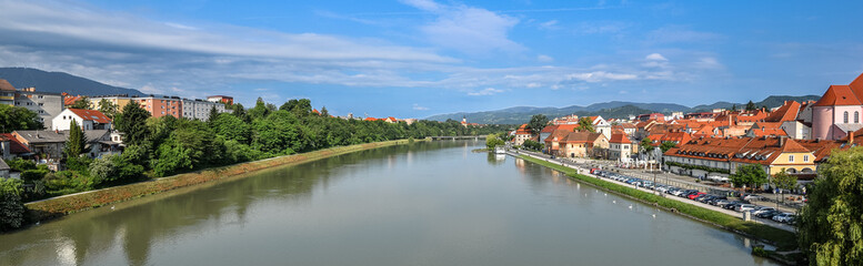 Fototapeta na wymiar Panorama of Maribor city, Slovenia.