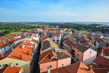 Fototapeta na wymiar View on old red roofs of small Croatian town Vrsar, Croatia