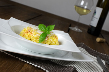 Italian risotto alla milanese with saffron