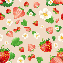 strawberry seamless pattern. Background design for tea, juice, natural cosmetics, sweets and candy with strawberry filling