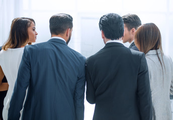 close up.employees discussing a new business presentation