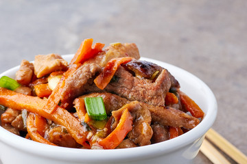 Classic Chinese sweet and sour pork close-up
