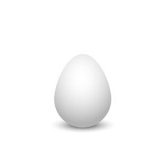 Vector white single realistic animal egg. Chicken egg isolated with soft shadows on white background. Template for Easter holiday. 3D illustration