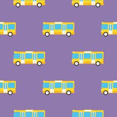 Yellow Bus Seamless Pattern