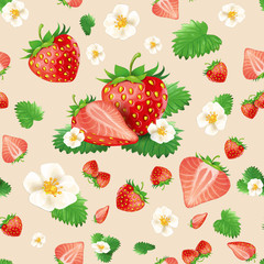 strawberry seamless pattern. Background design for tea, juice, natural cosmetics, sweets and candy with strawberry filling