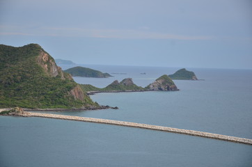 High point view, looking at the location of Sattahip Naval Base. Sea view and the island close to...