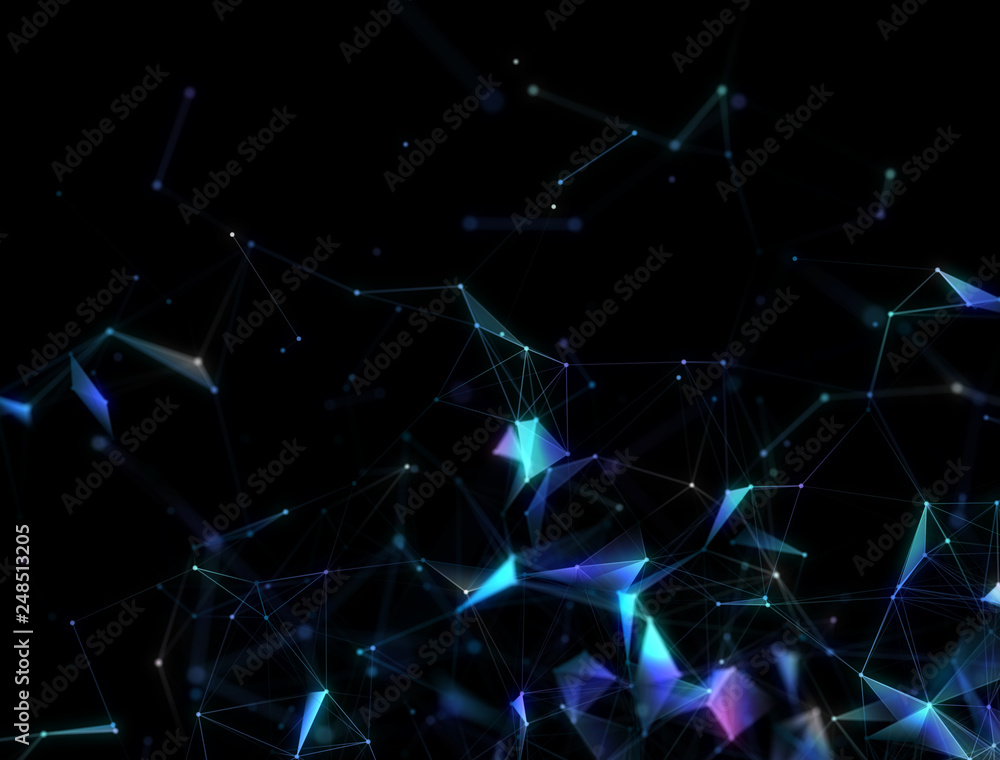 Poster 3d abstract digital technology background. futuristic sci-fi user interface concept with gradient do