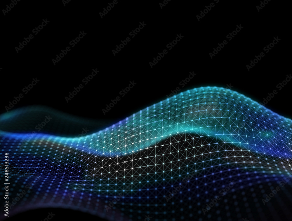 Poster 3d abstract digital technology background. futuristic sci-fi user interface concept with gradient do