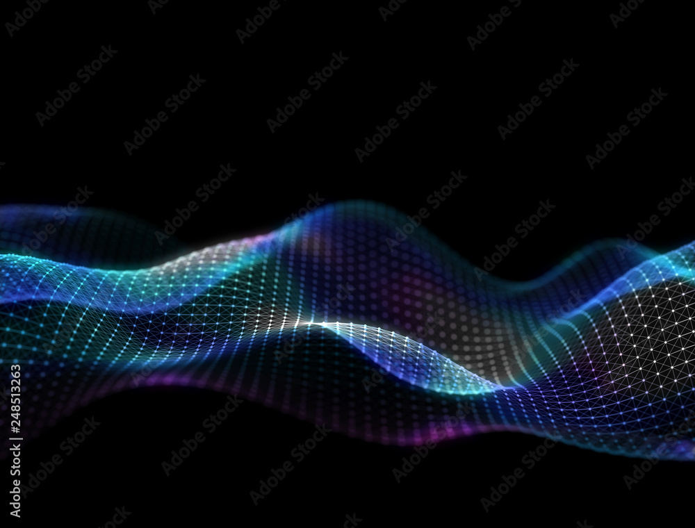Poster 3d abstract digital technology background. futuristic sci-fi user interface concept with gradient do