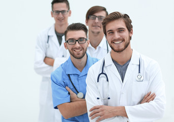 group of successful doctors .isolated on white