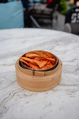 sweet banana crisps and fried cashew nuts