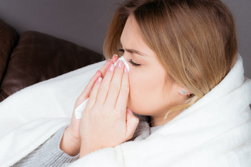 a sick girl with the cold