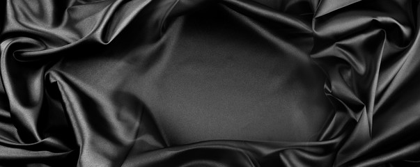 Black silk fabric - obrazy, fototapety, plakaty