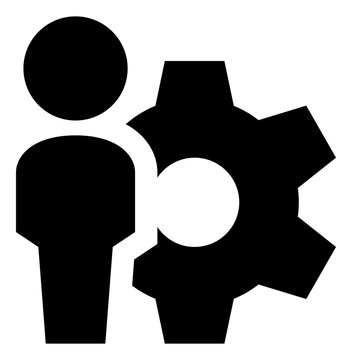 Person Standing With Gear Vector Icon