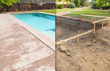 Before and After Pool Build Construction Site