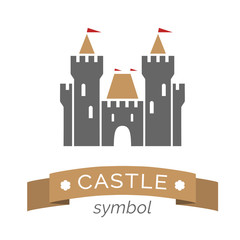 Vector castle symbol. Fortress icon isolated on white