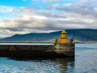 Port in Iceland Yellow Tower