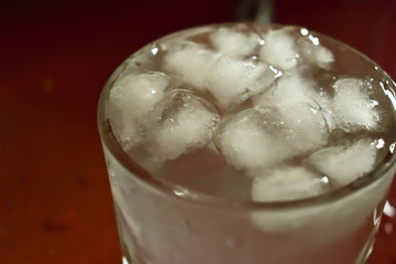 A glass full of  ice