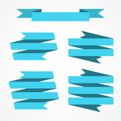 Vector blue ribbon banners set. Beautiful blank for decoration graphic. Old vintage style design. Premium decorative elements isolated